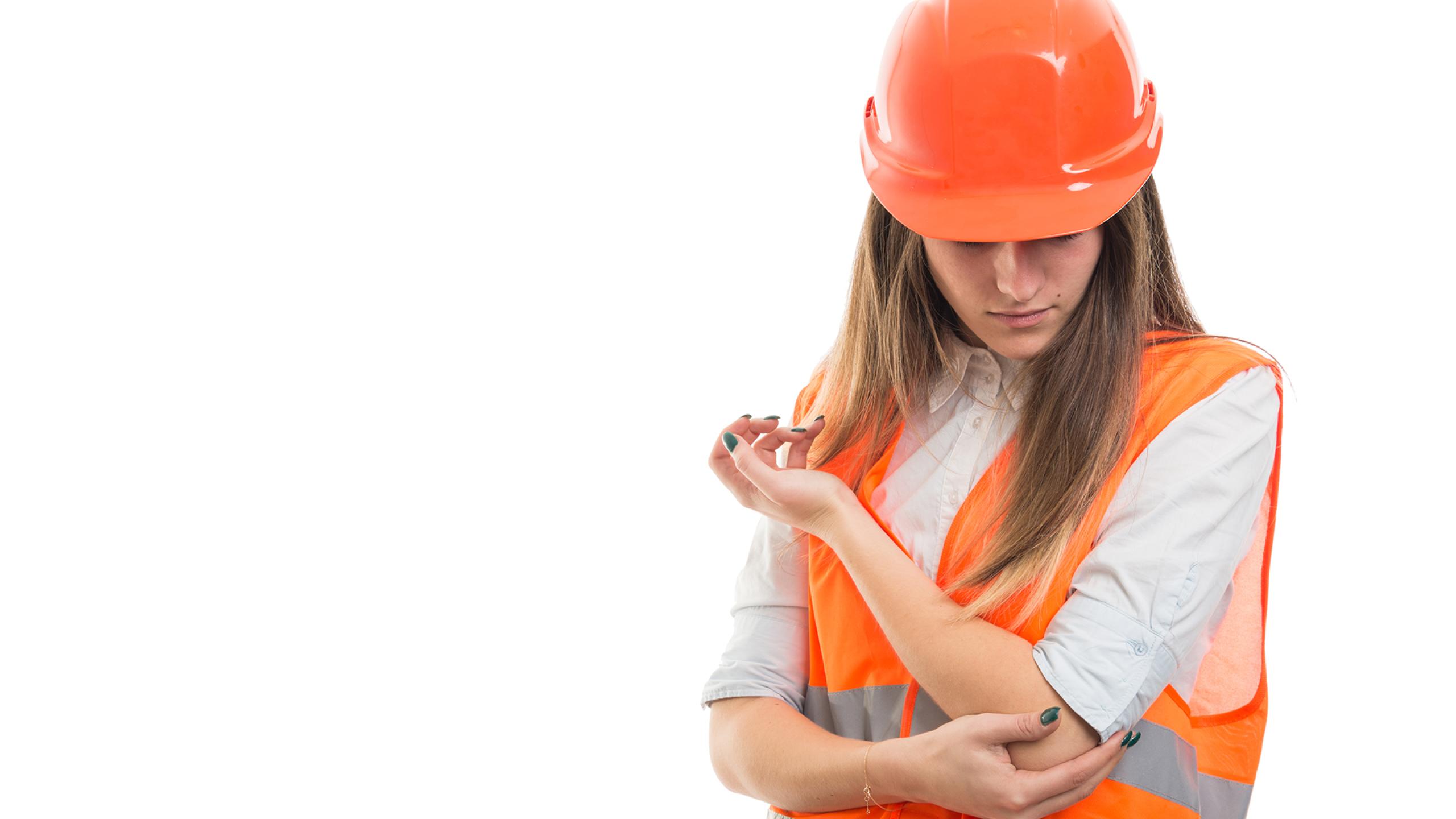 Ingenieur met pijnlijke elleboog